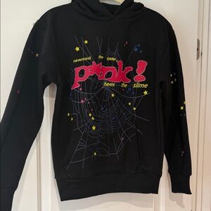 Designer Black Hoodie with Pink and Yellow Graphic